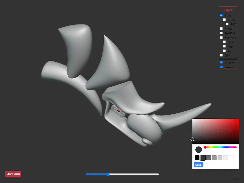 Rhinoceros 3dmビューワーでカラーピッカーを使って背景色を変える02