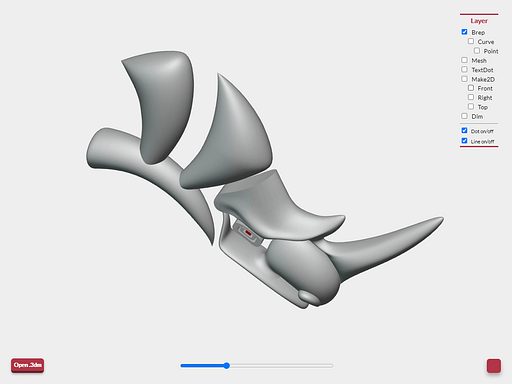 Rhinoceros 3dmビューワーでのサーフェス・ポリサーフェスの表示