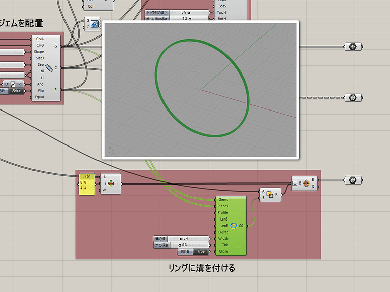 リングに溝を付けるコンポーネント