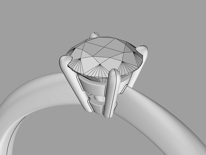 ロウ付けを再現した4本爪ソリテールリング